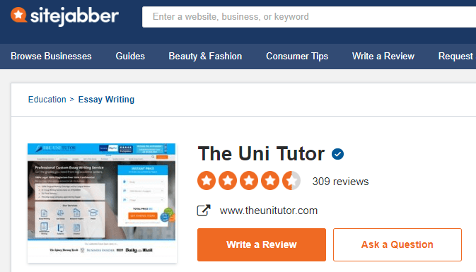 TheUniTutor reviews on Sitejabber