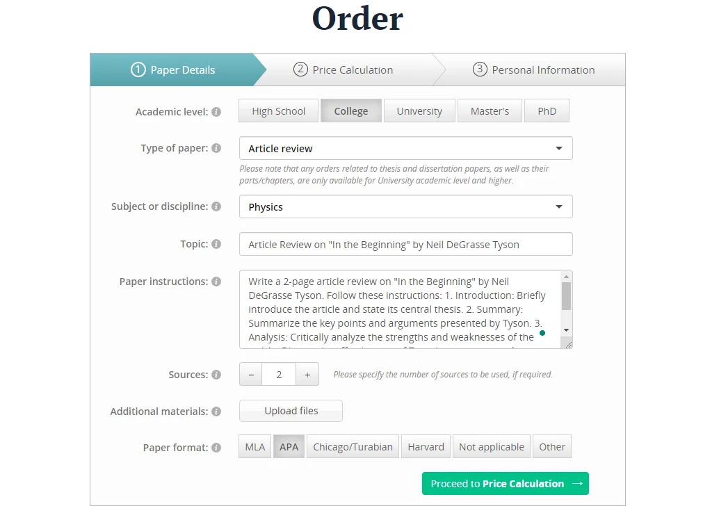 Ordering Process