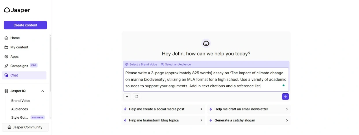 jasper ai writing process