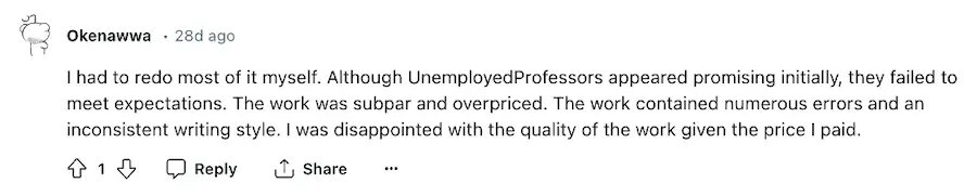 Unemployedprofessors Sitejabber profile