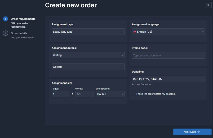 Domyessay order form