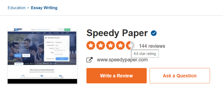 SiteJabber's review on SpeedyPaper