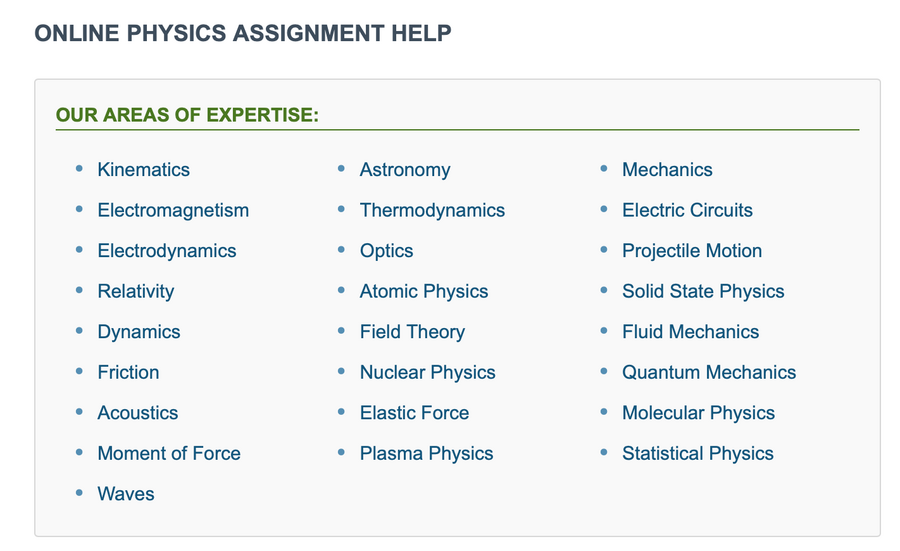 AssignmentExpert subjects