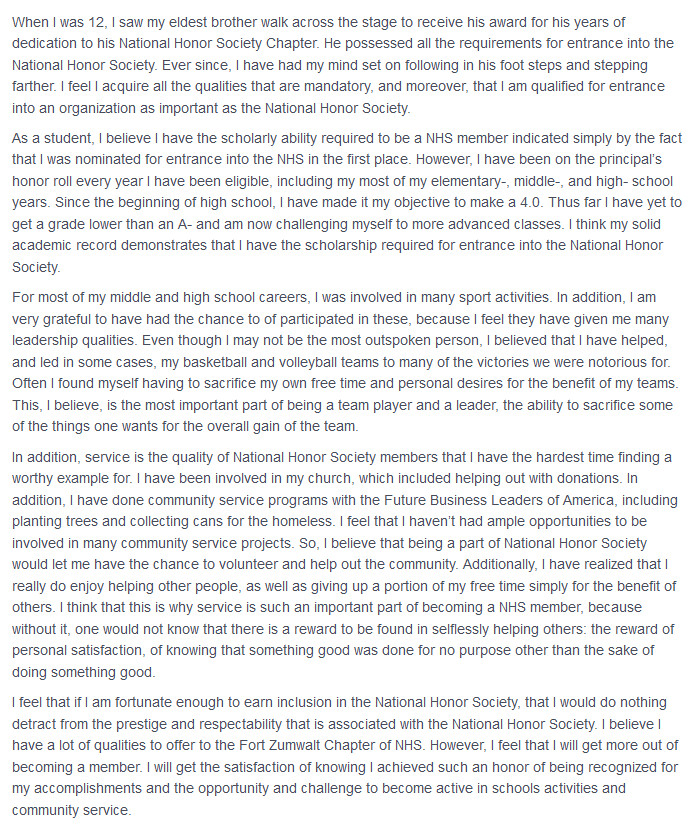 National Honor Society Application Examples Peterains Vrogue co