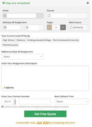 Myassignmenthelp order form