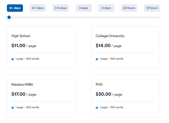 Myperfectpaper pricing