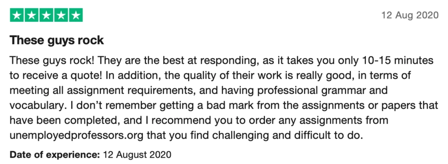 Unemployedprofessors Trustpilot reviews