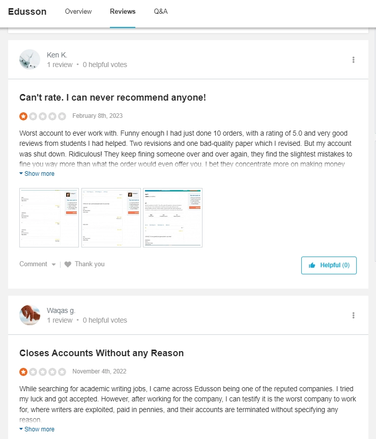 Edusson SiteJabber review