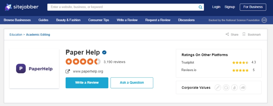 Paperhelp.org Sitejabber review