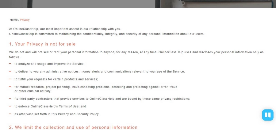 Onlineclasshelp Privacy