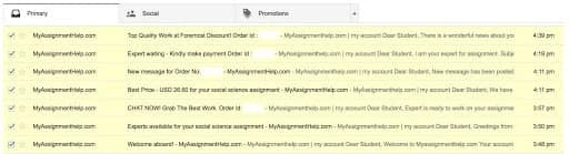 Myassignmenthelp spamming emails