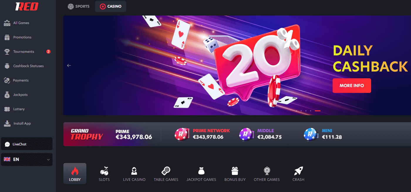 1red casino welcome bonus