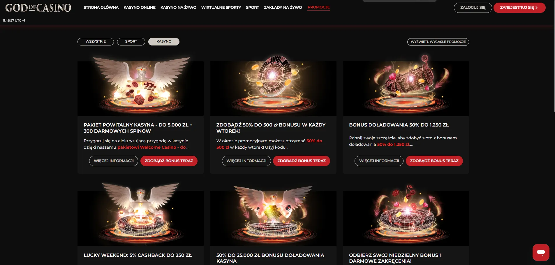 Sekcja promocji God of Casino Sekcja promocji God of Casino