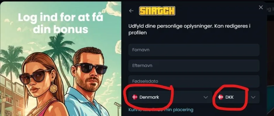 Registrering hos Snatch