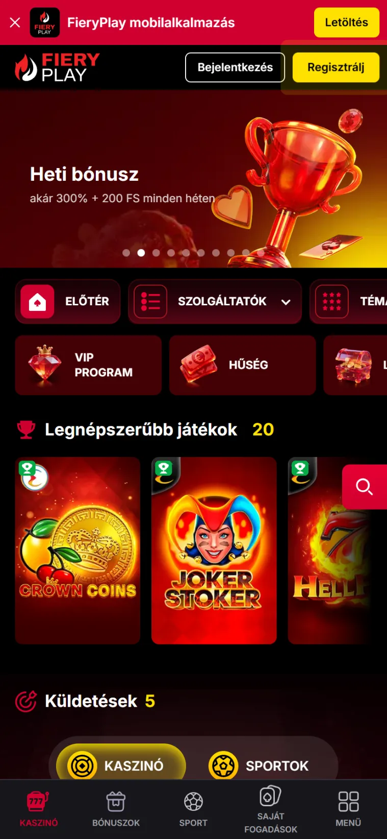 FieryPlay Kaszinó mobil verzió és app FieryPlay Kaszinó mobil verzió és app