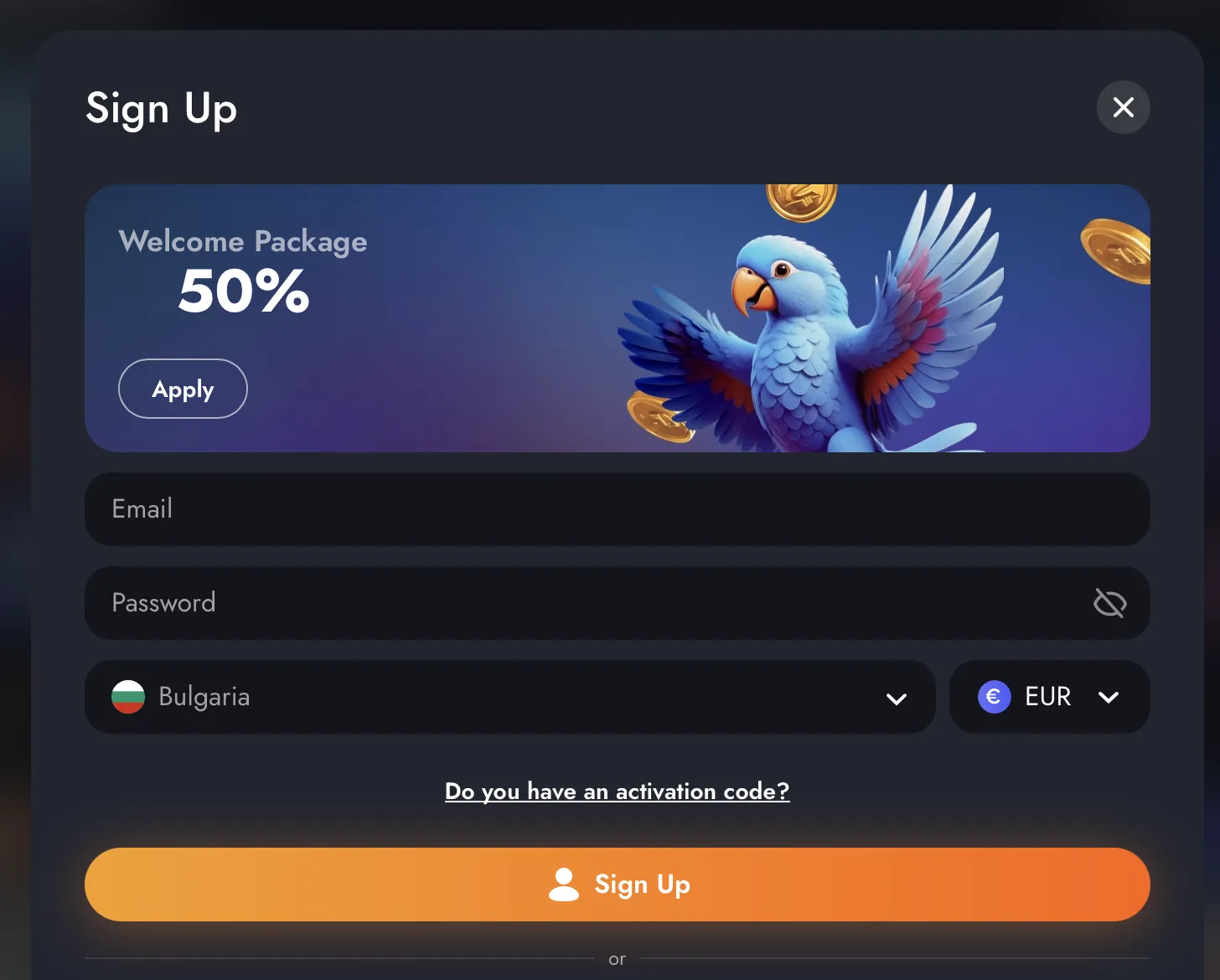 Регистрация в Martin казино