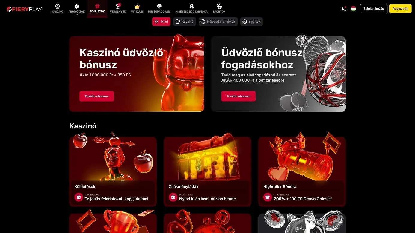 Bónuszok és promóciók Bónuszok és promóciók