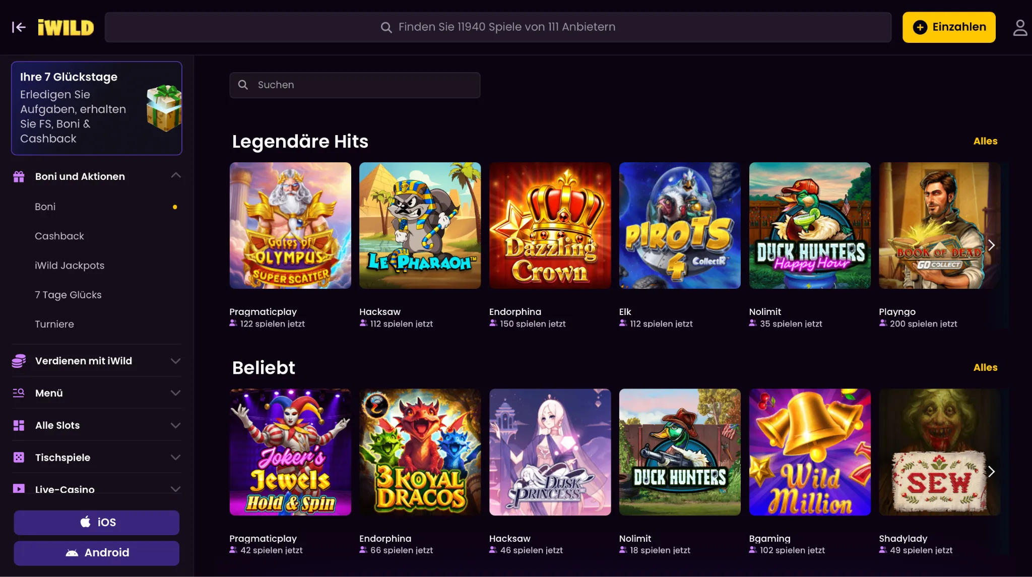 Verf&uuml;gbare Slots
