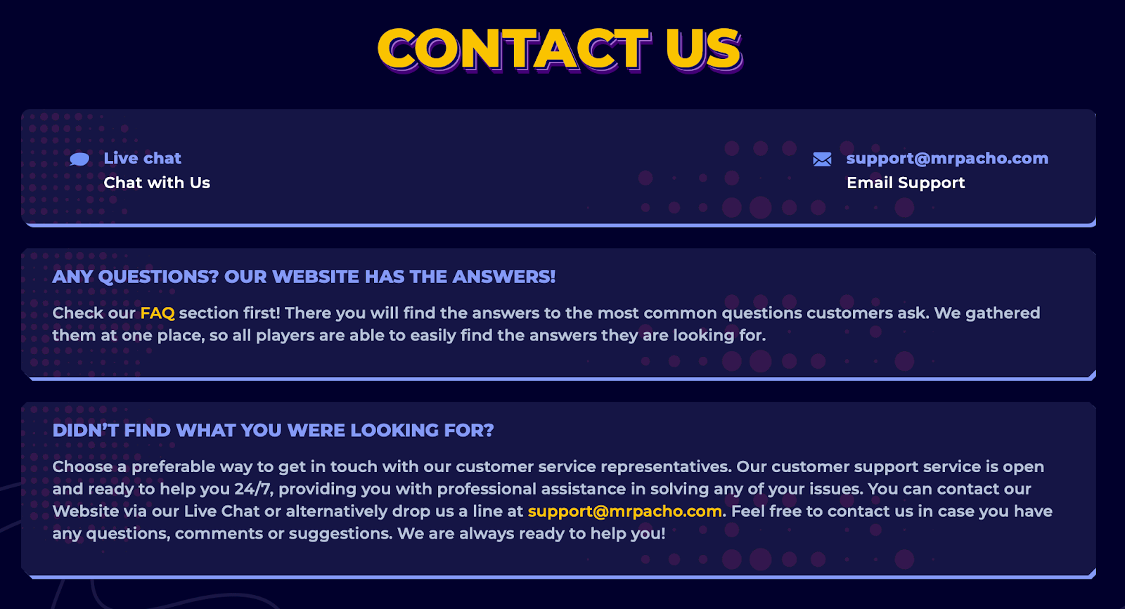 Mr.Pacho support service