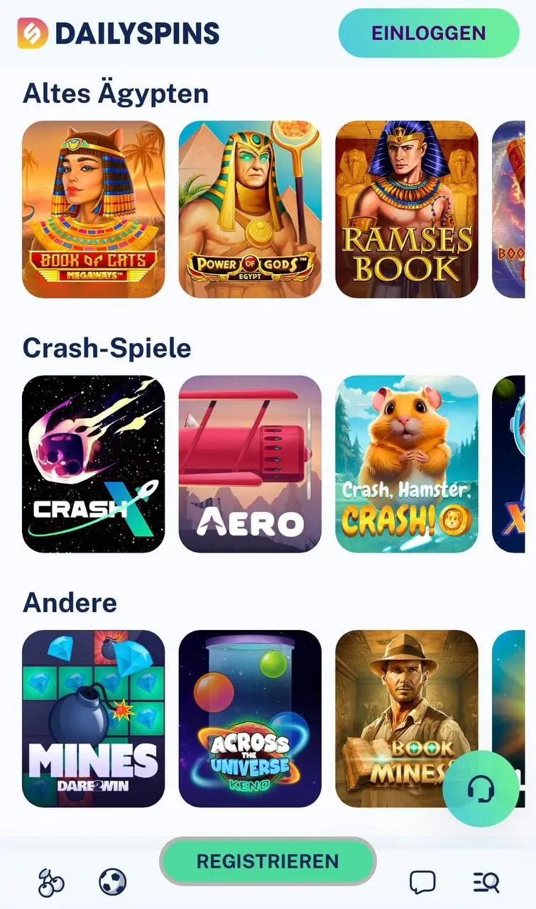 Daily Spins Mobile Casino und App