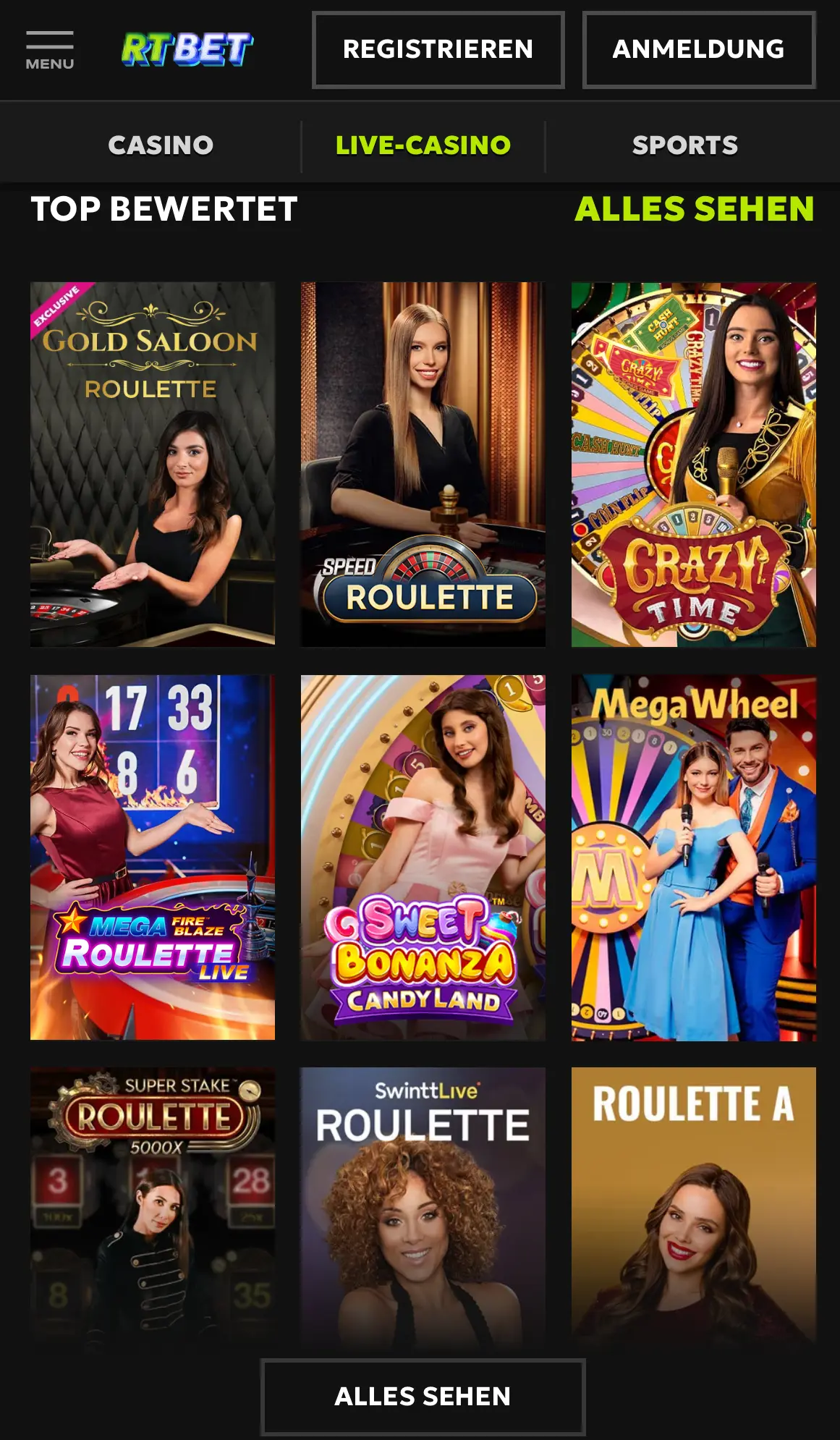 RT Bet Casino Mobile und App
