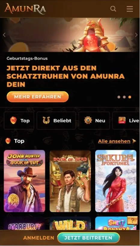 Amunra Casino Mobile und App