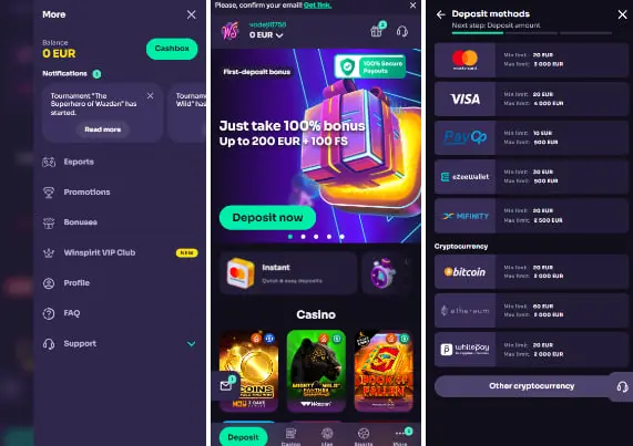 WinSpirit mobile Casino und App