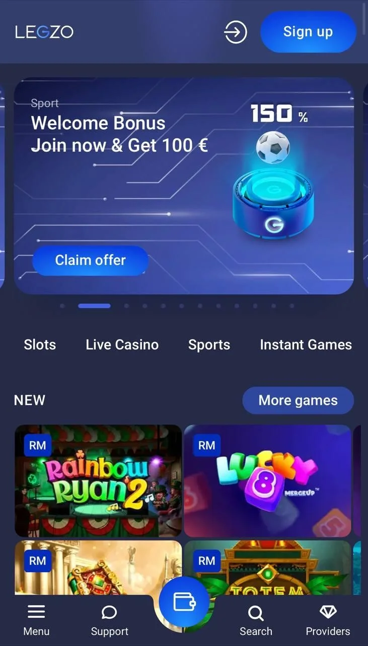 LEGZO Casino Mobile Casino und App