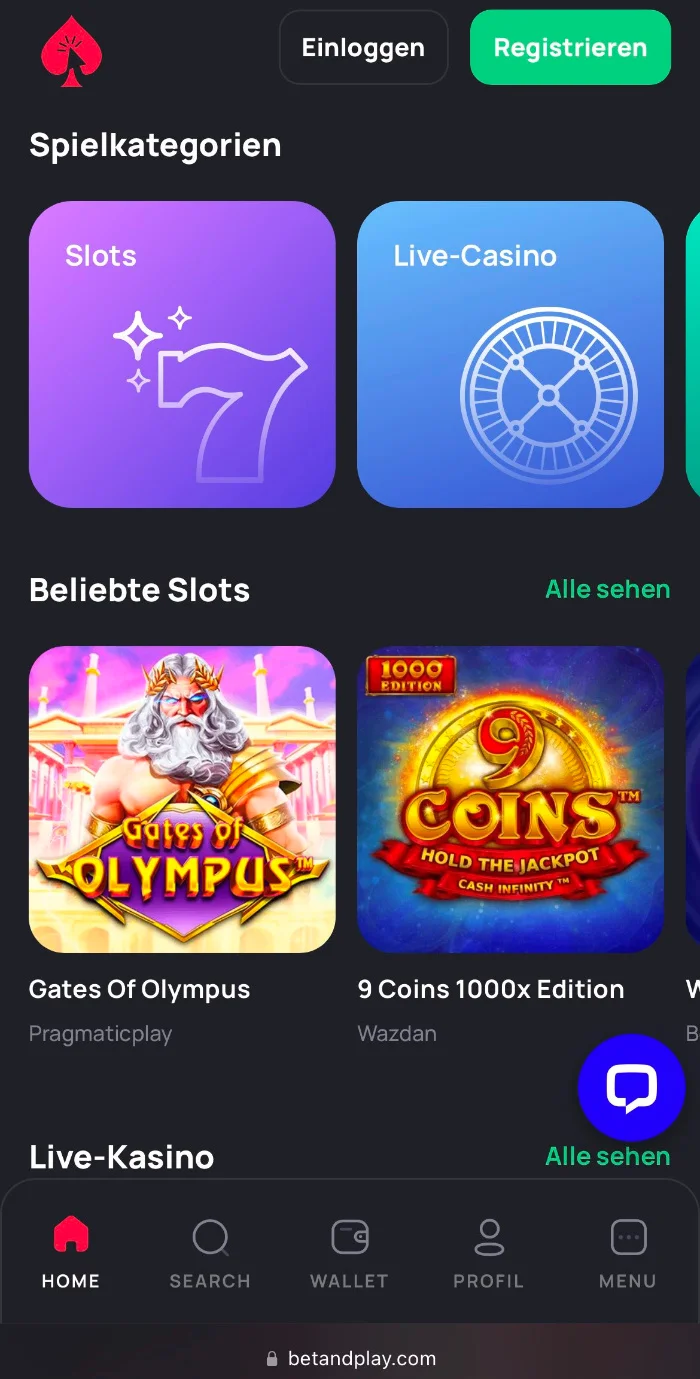 Betandplay Casino mobile und App
