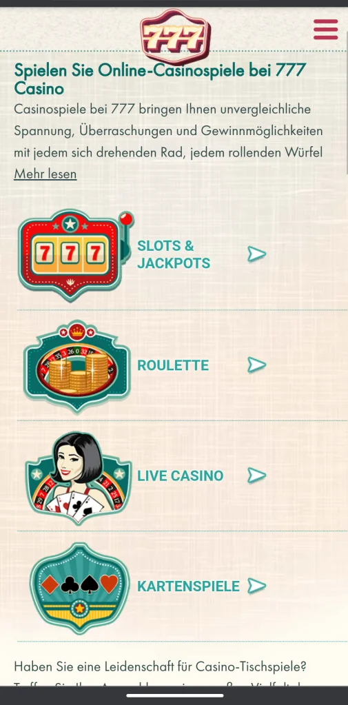 777 Mobile Casino und App
