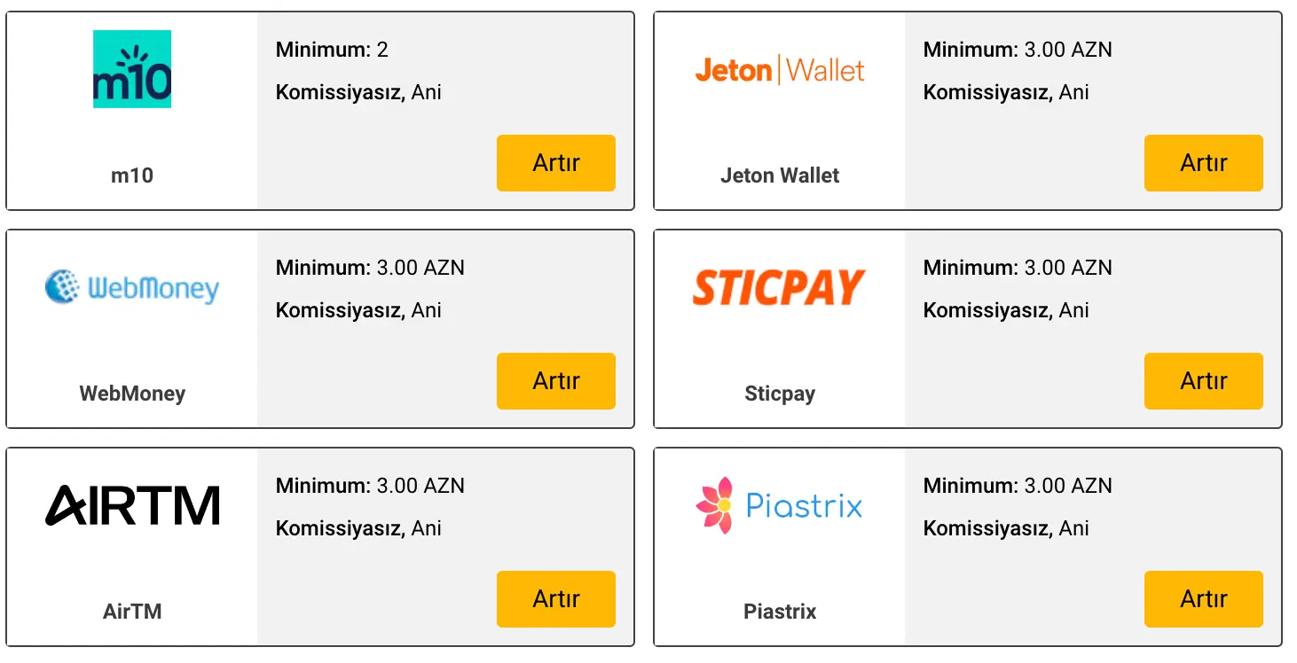 Melbet Az depozit metodları