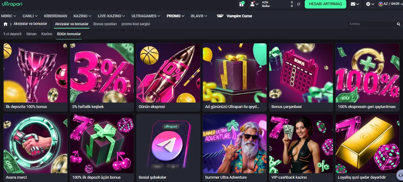 Bonus və Promosyonlar Bonus və Promosyonlar