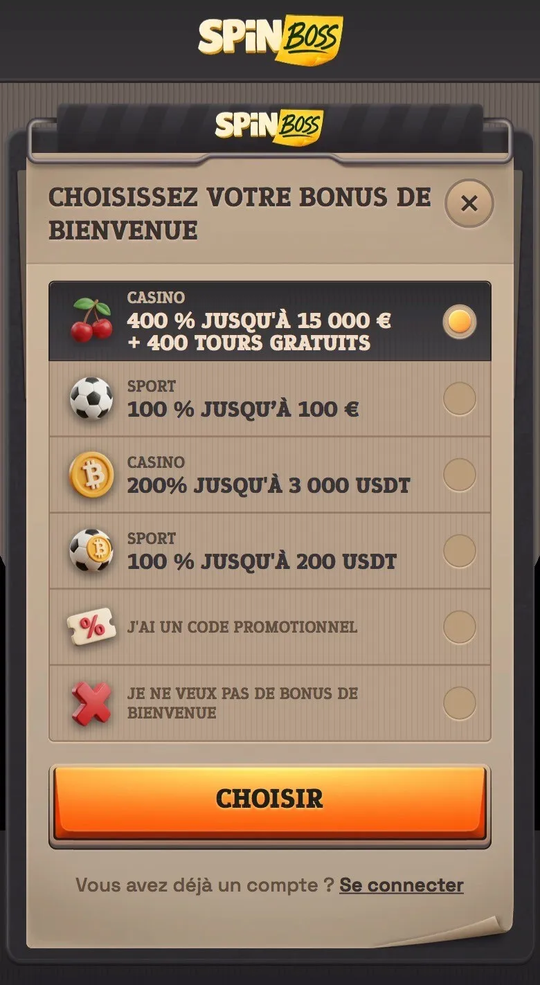 Application et version mobile Spinboss Application et version mobile Spinboss