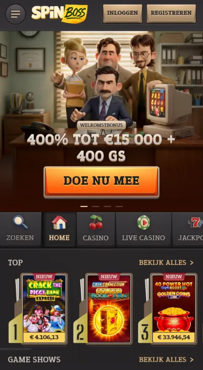 Spinboss mobiel en app
