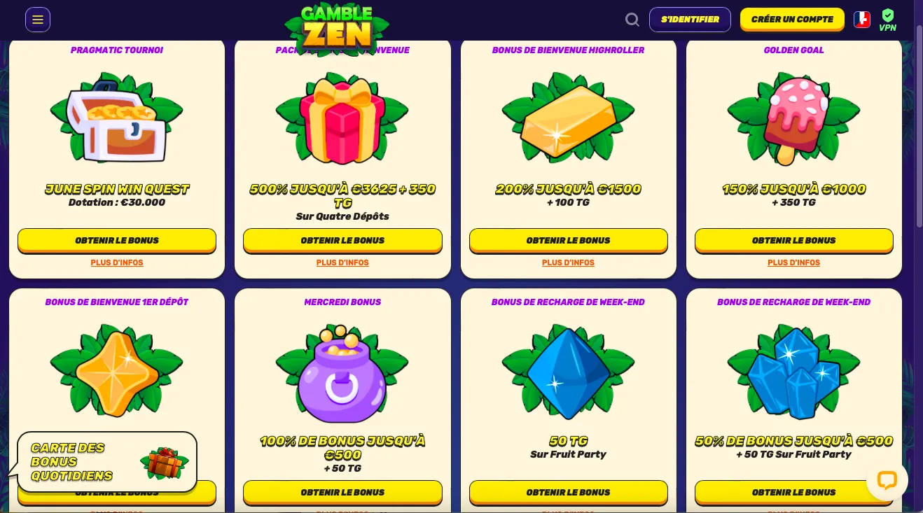 Bonus et promotions Bonus et promotions