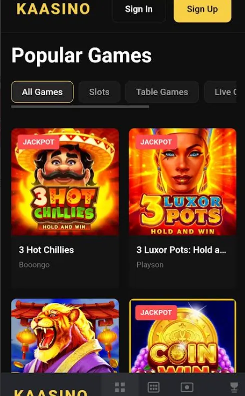 Kaasino mobiel en app