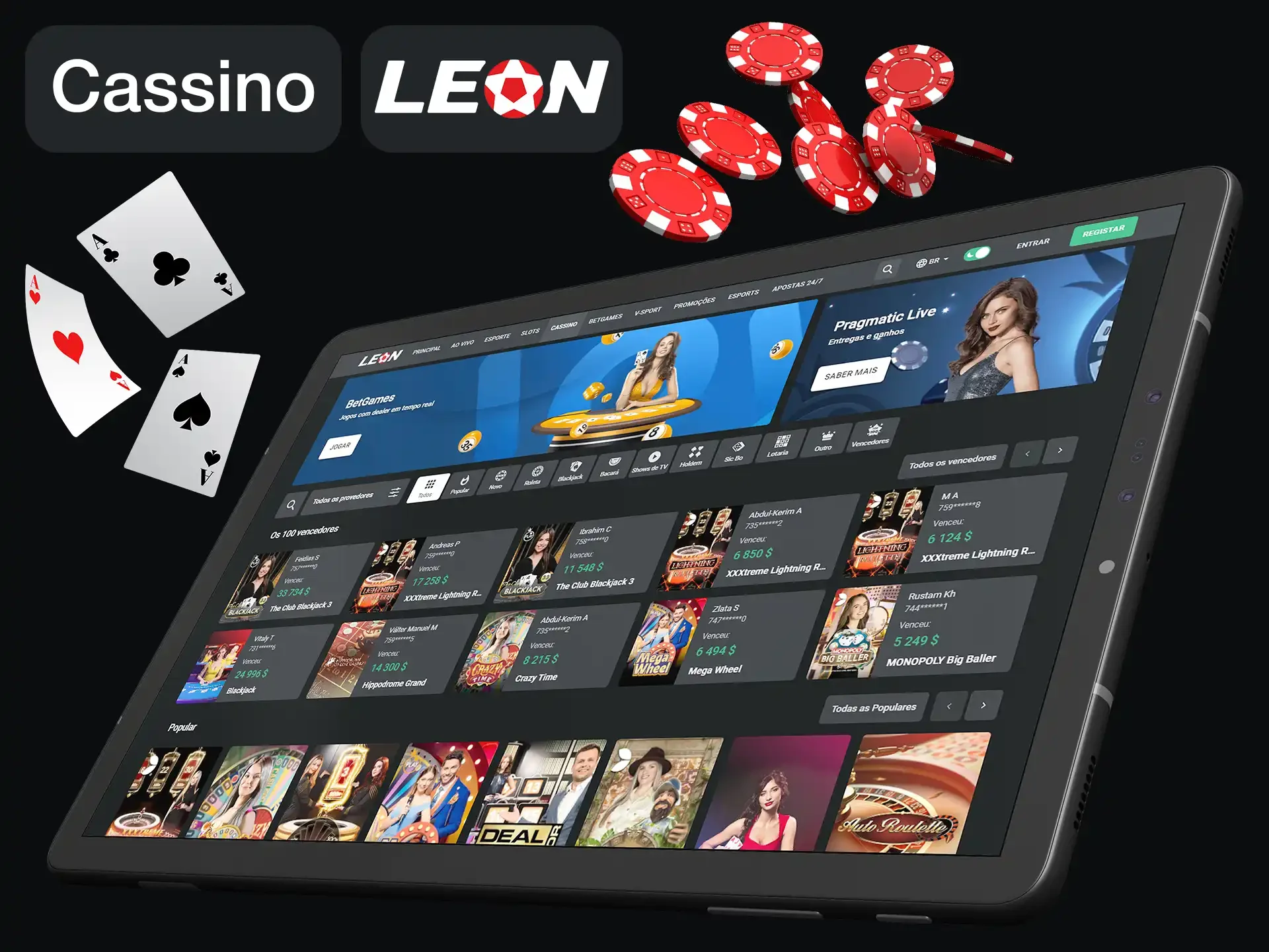 Cassino móvel e aplicativo do Leon Casino