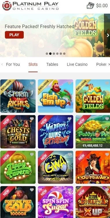 Platinum Play Mobile Casino and App