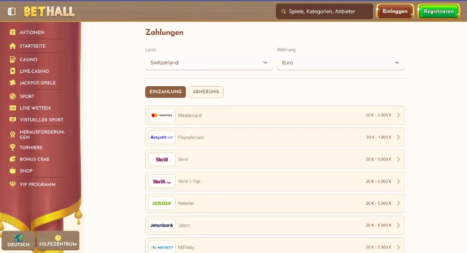 Zahlungsmethoden
