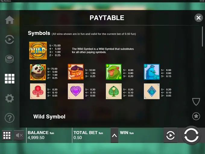 Spielsymbole und Auszahlungen