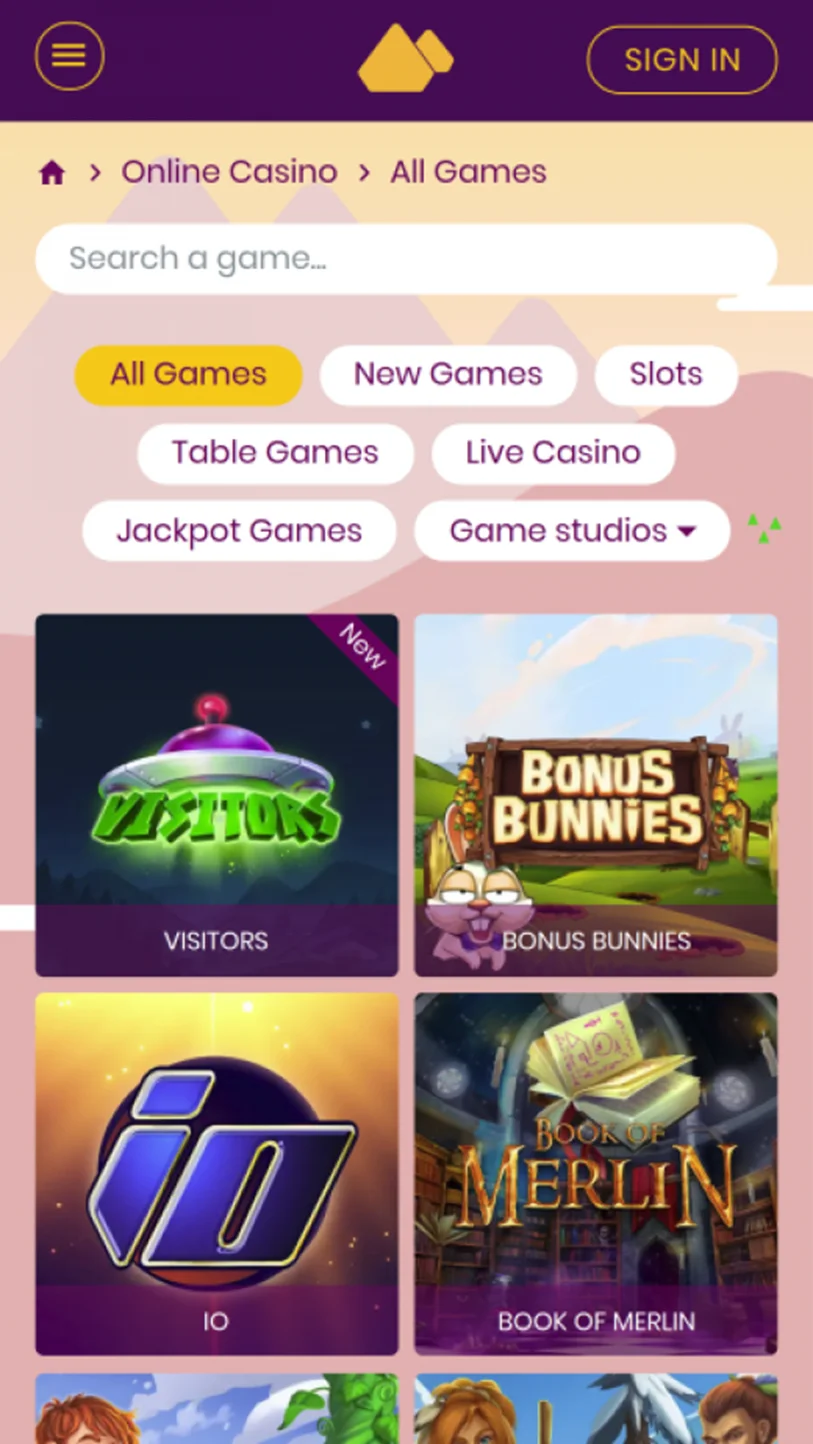 Mount Gold mobile Casino und App