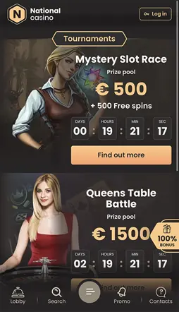 National mobile Casino und App