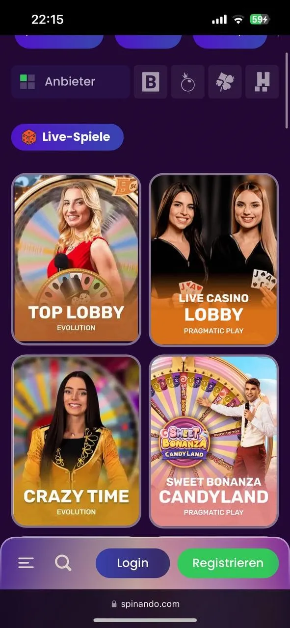 Spinando Casino Mobile App
