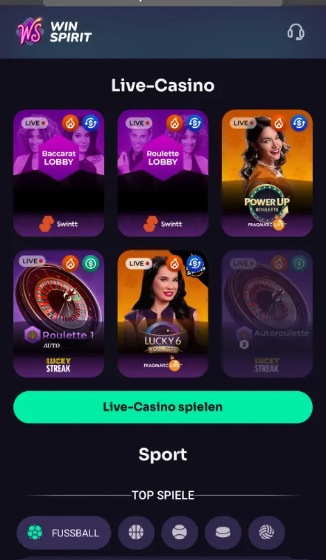 Winspirit mobile Casino und App