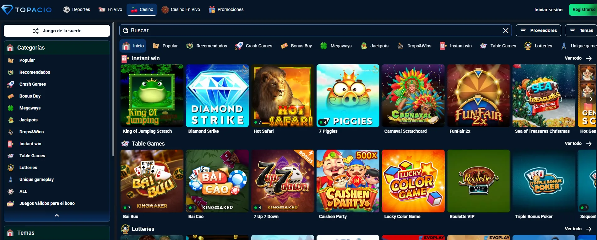 Selección de juegos