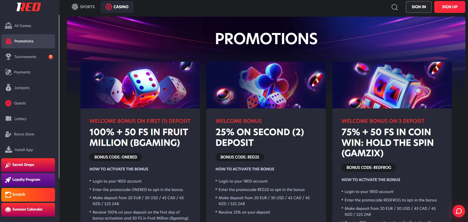 Bonos y promociones