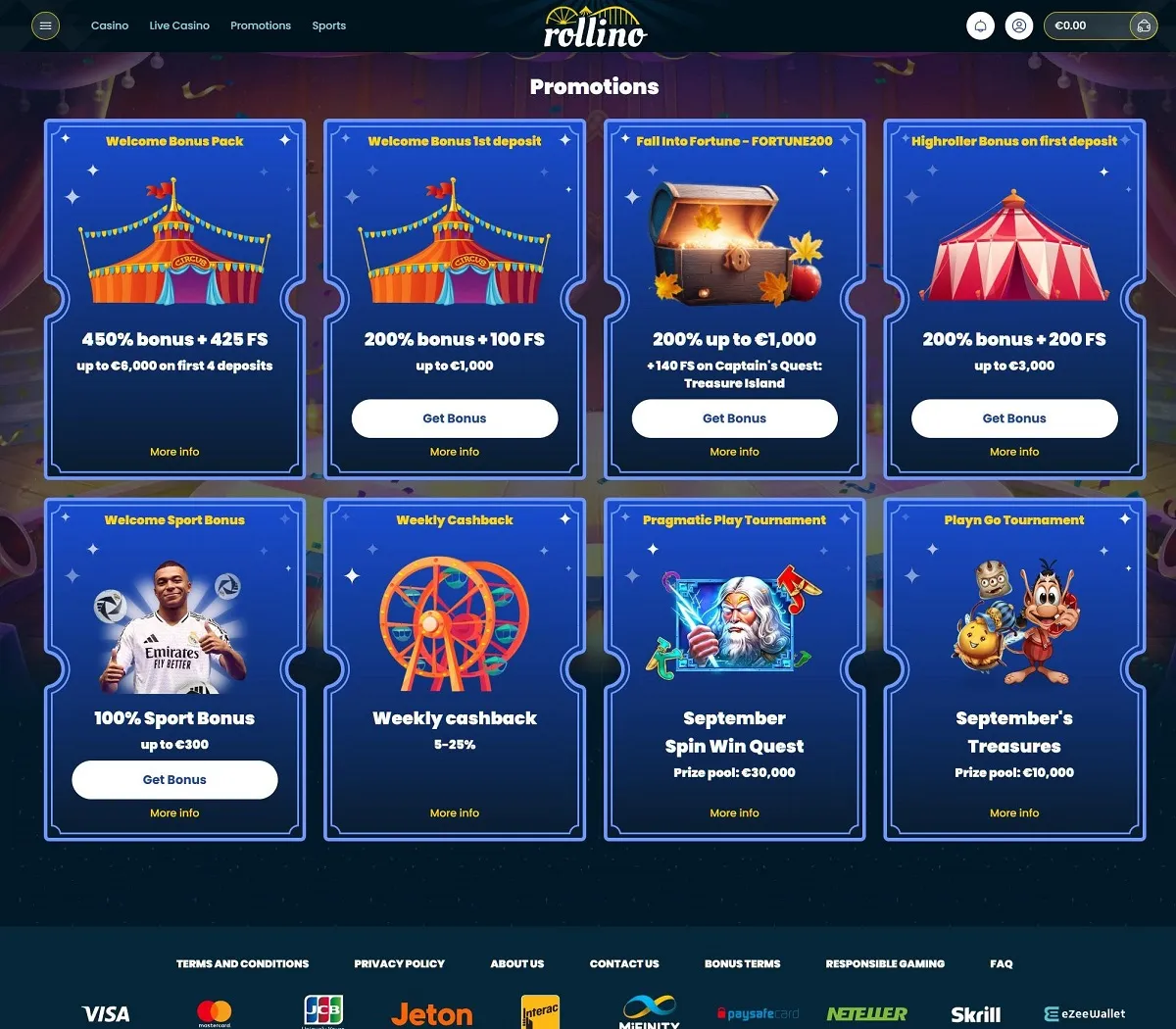 Μπόνους και Rollino Casino προσφορές
