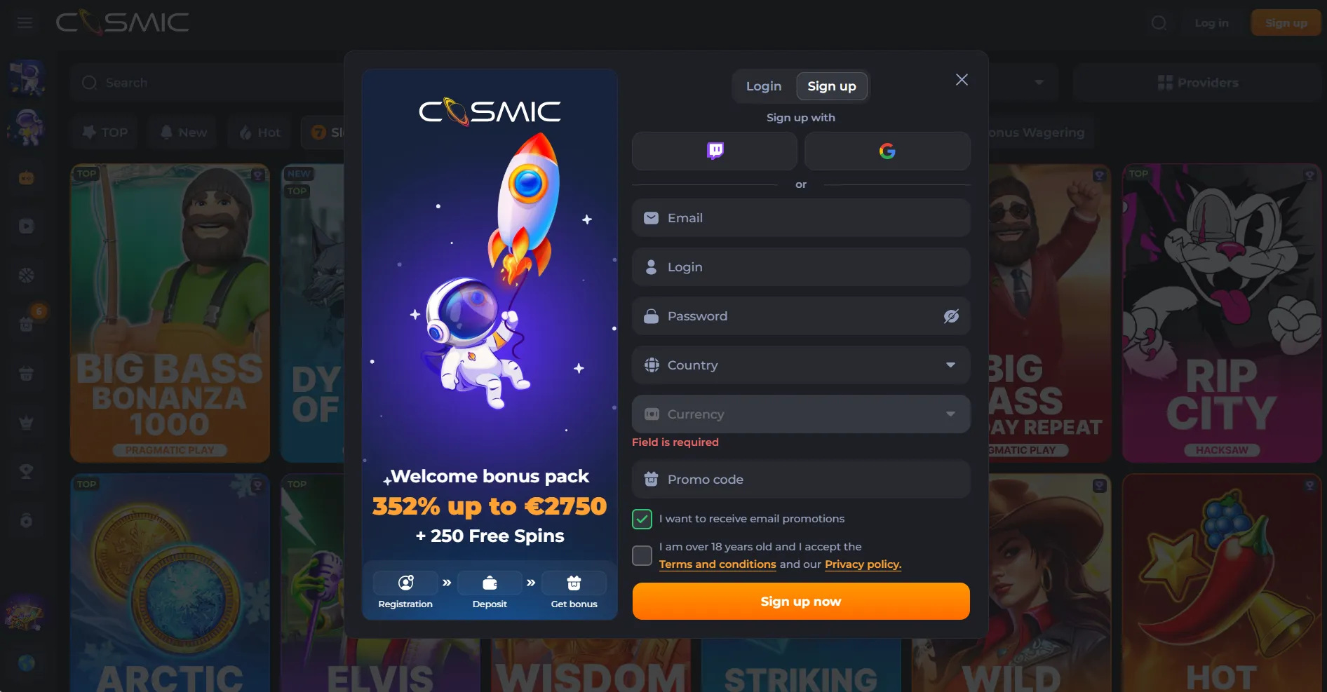 Cosmicslot Καζίνο Cosmicslot Καζίνο