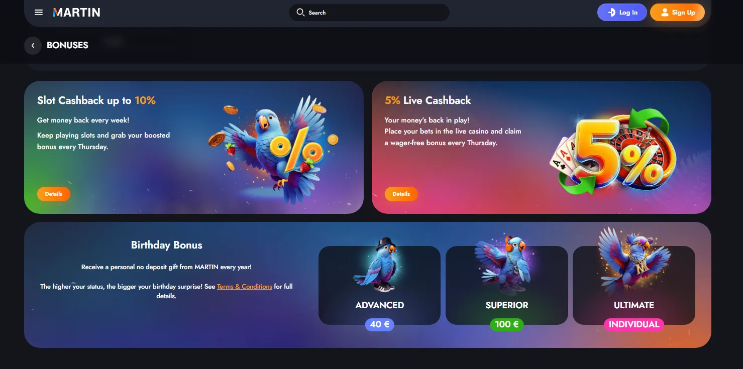 Martin casino bonusy a promo akce Martin casino bonusy a promo akce