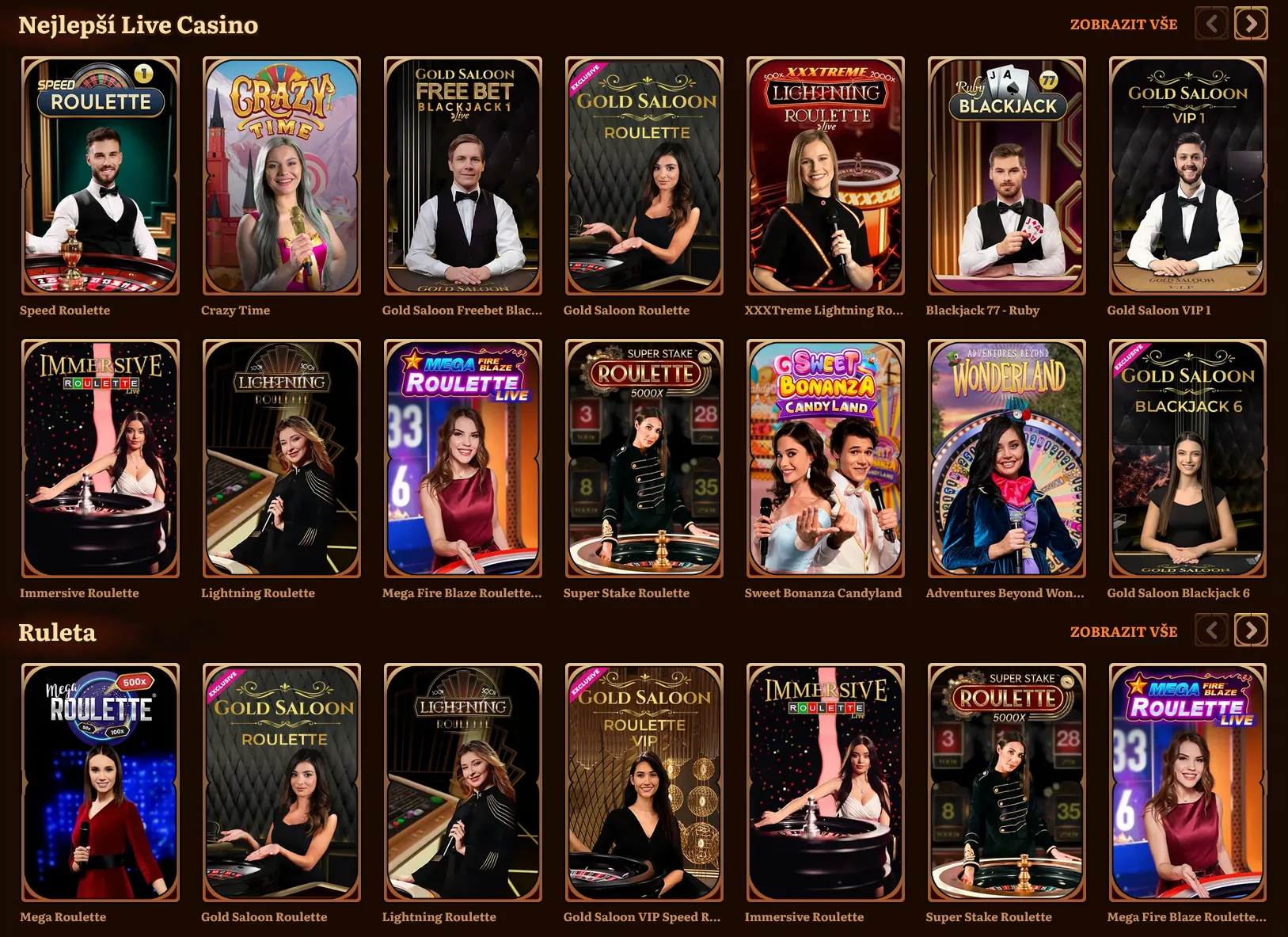 Herní nabídka Herní nabídka